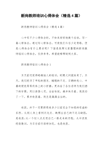 2021年新岗教师培训心得体会（精选篇）