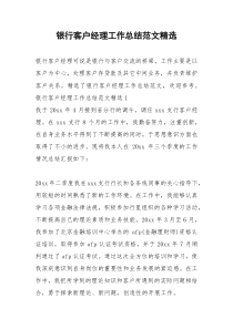 2021年银行客户经理工作总结范文精选