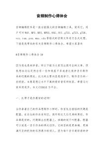 2021年音频制作心得体会