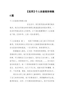 【实用】个人自查报告锦集6篇