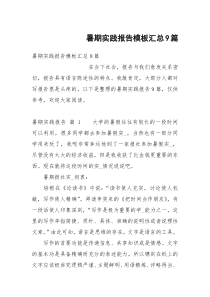 暑期实践报告模板汇总9篇