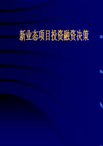 新业态项目投资融资决策