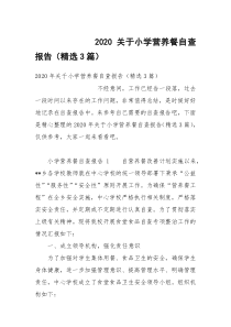 2020关于小学营养餐自查报告（精选3篇）