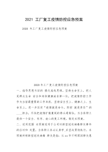 2021 工厂复工疫情防控应急预案