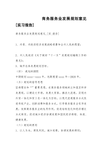 商务服务业发展规划意见[实习报告]