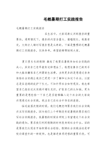 毛概暑期打工实践报告