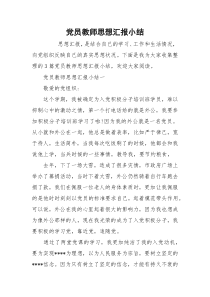 党员教师思想汇报小结