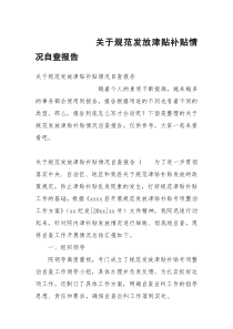 关于规范发放津贴补贴情况自查报告