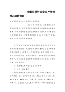 对烟花爆竹安全生产管理情况调研报告