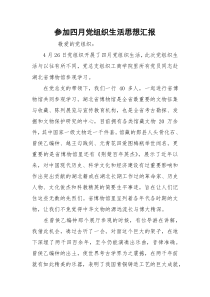 参加四月党组织生活思想汇报