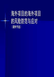 海外项目的风险防控