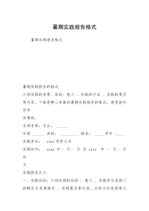 暑期实践报告格式