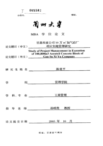 甘肃西亚公司10万m3加气砼厂项目实施管理研究