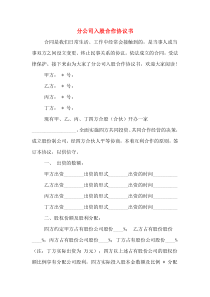 分公司入股合作协议书