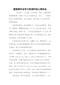 爱国青年在学习英语时的心得体会