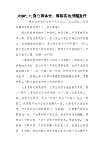 大学生村官心得体会：脚踏实地担起重任