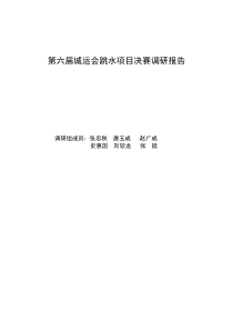 第六届城运会跳水项目决赛调研报告