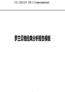 经典项目分析报告模版
