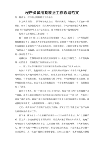 程序员试用期转正工作总结范文