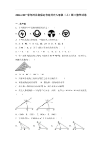 保定市定州市2016-2017年八年级上期中数学试卷含答案解析
