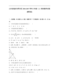 临沂市罗庄区2016-2017学年八年级上期末数学试卷含答案解析