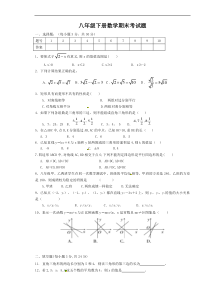 平凉市崆峒区2014-2015年八年级下期末考试数学试题及答案