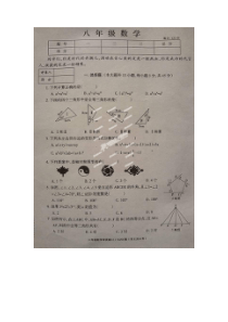 禹州市西区实验学校2014年秋八年级上第二次月考数学试题