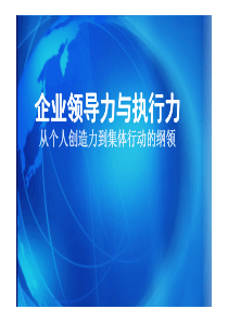 【卓越领导】企业领导力与执行力