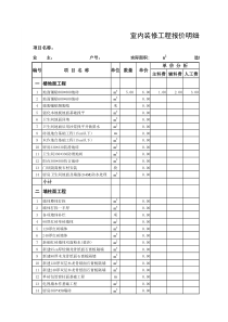 室内装修报价明细样本