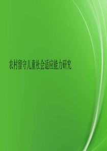 农村留守儿童社会适应能力研究