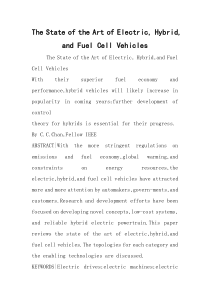 The State of the Art of Electric, Hybrid, and Fuel