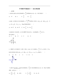 2010中考数学专题复习——反比例函数