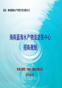 XXXX年7月海南蓝海水产物流交易中心招商规划