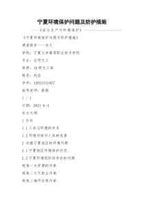 宁夏环境保护问题及防护措施