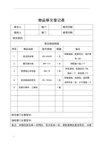 物品移交登记表