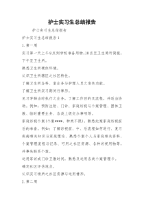 护士实习生总结报告