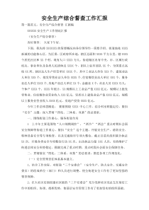 安全生产综合督查工作汇报