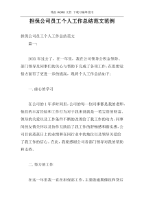 担保公司员工个人工作总结范文范例