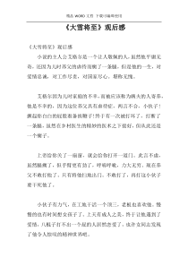 《大雪将至》观后感