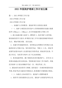 2021年医院护理部工作计划五篇