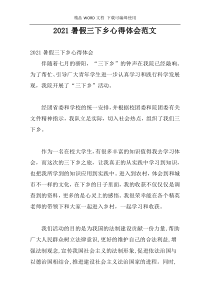 2021暑假三下乡心得体会范文