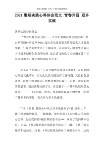 2021暑期实践心得体会范文-青春兴晋 返乡实践