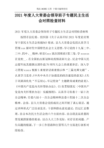2021年度人大常委会领导班子专题民主生活会对照检查材料