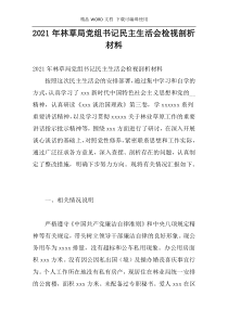 2021年林草局党组书记民主生活会检视剖析材料