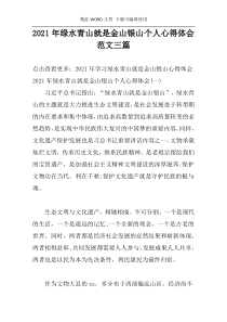 2021年绿水青山就是金山银山个人心得体会范文三篇