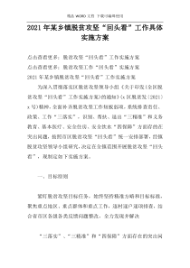 2021年某乡镇脱贫攻坚“回头看”工作具体实施方案