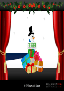 帷幕雪人圣诞节PPT模板