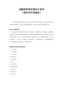 功能材料项目商业计划书
