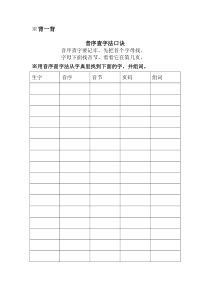 音序查字法练习表格