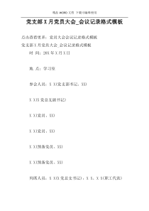 党支部X月党员大会_会议记录格式模板